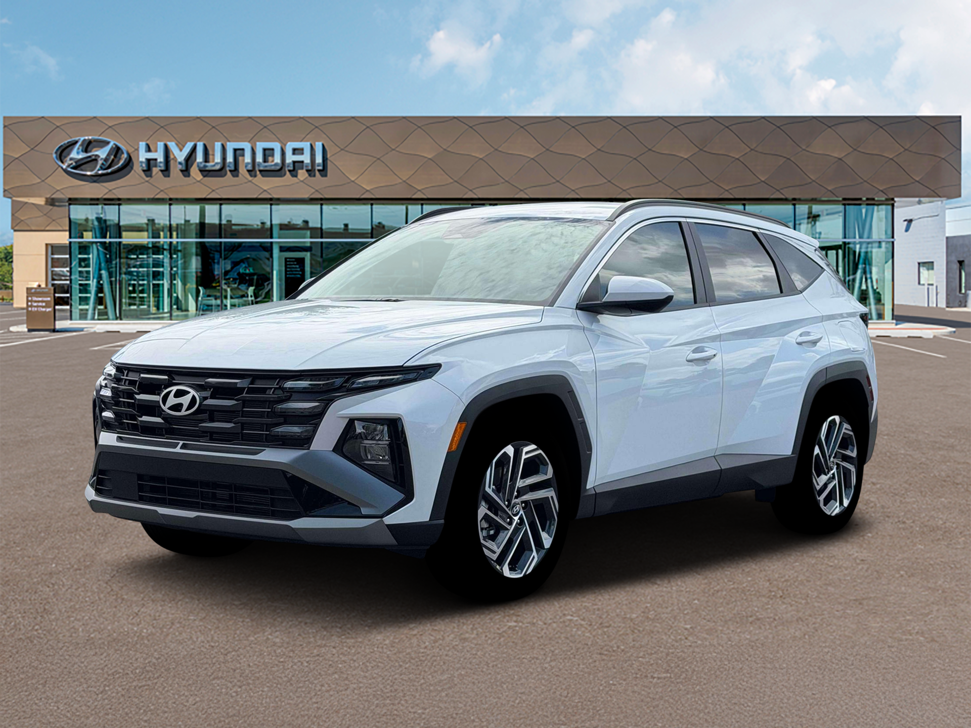 2026 Hyundai TUCSON SEL Plus in Serenity White Pearl — front three-quarter view