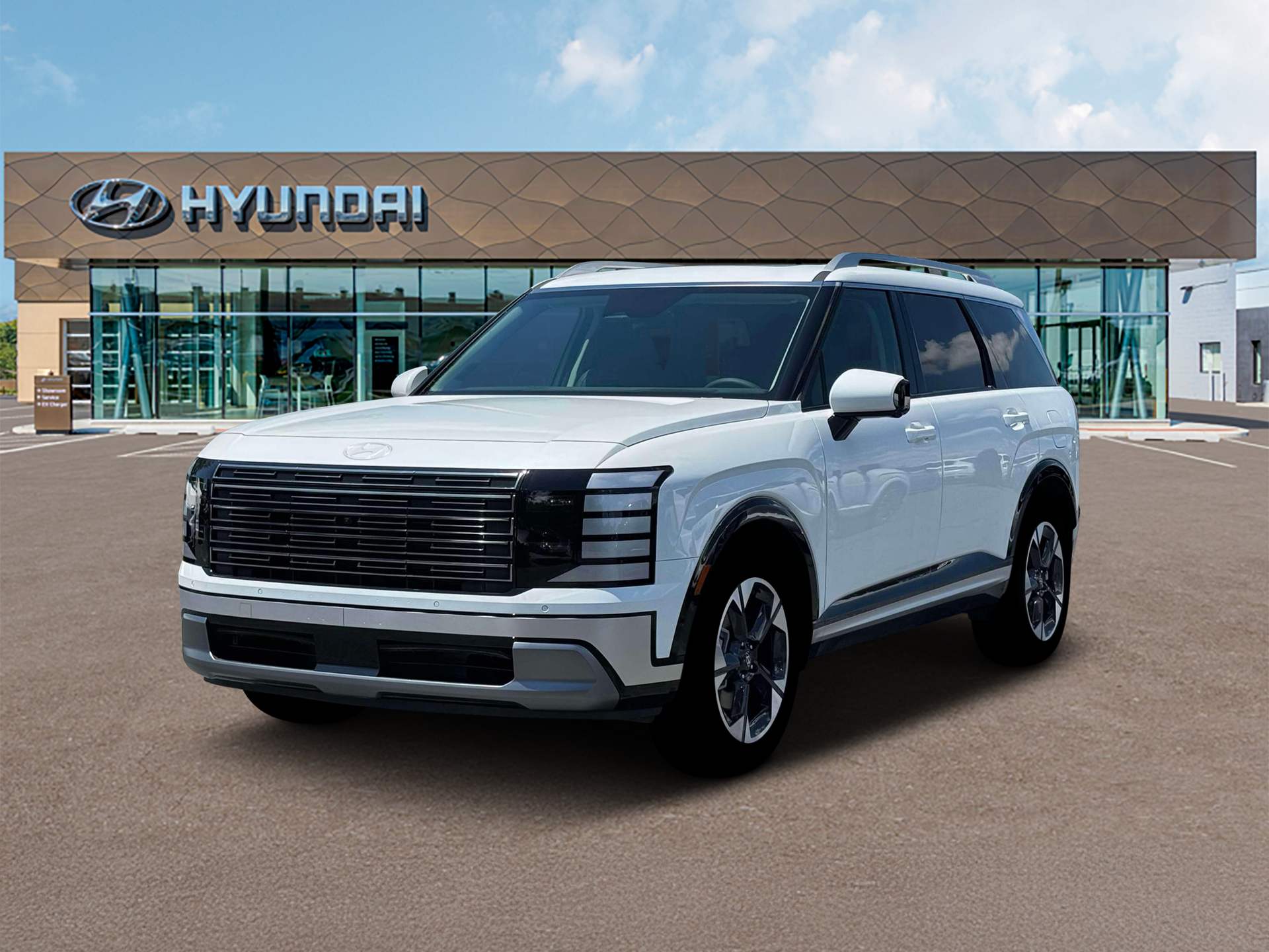 2026 Hyundai PALISADE Limited in Creamy White Pearl — front three-quarter view