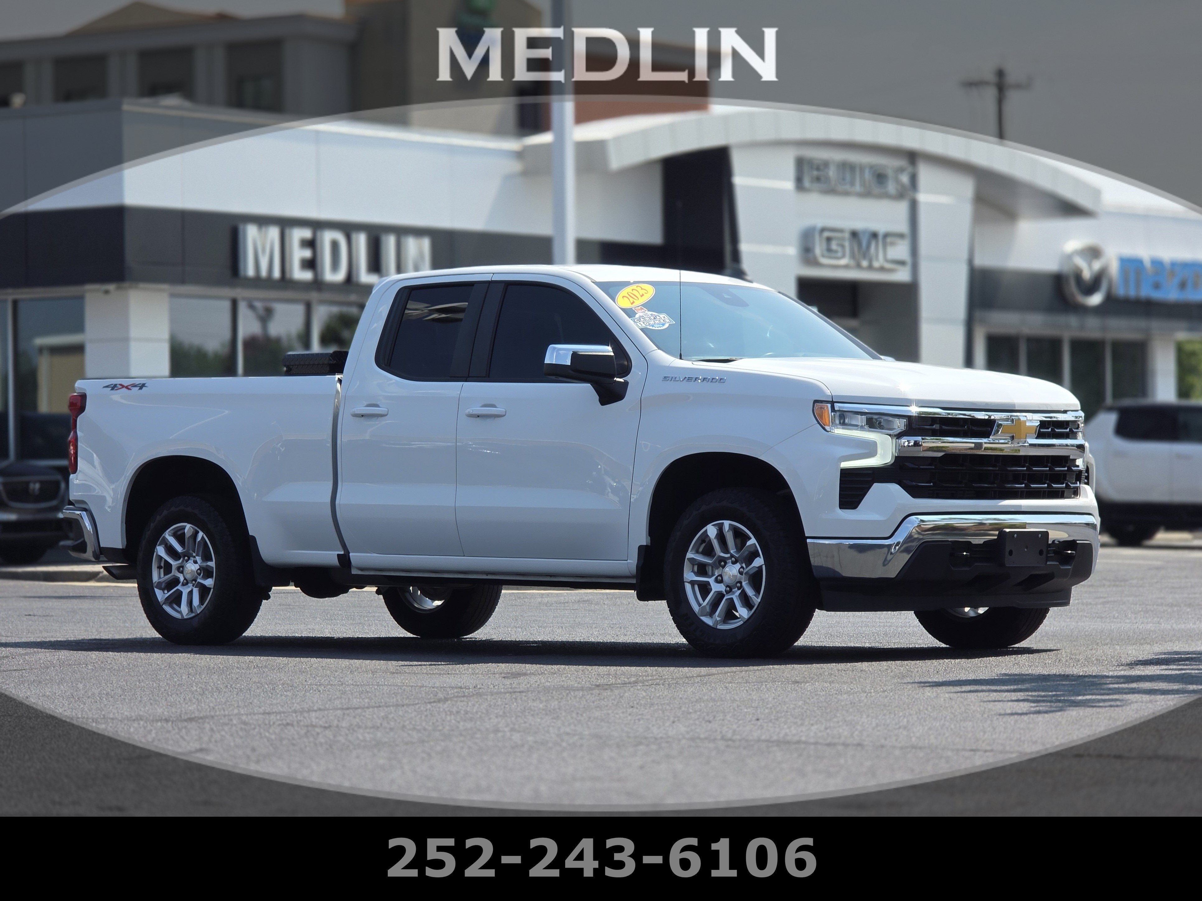 2023 Chevrolet Silverado 1500 LT in Summit White — front three-quarter view