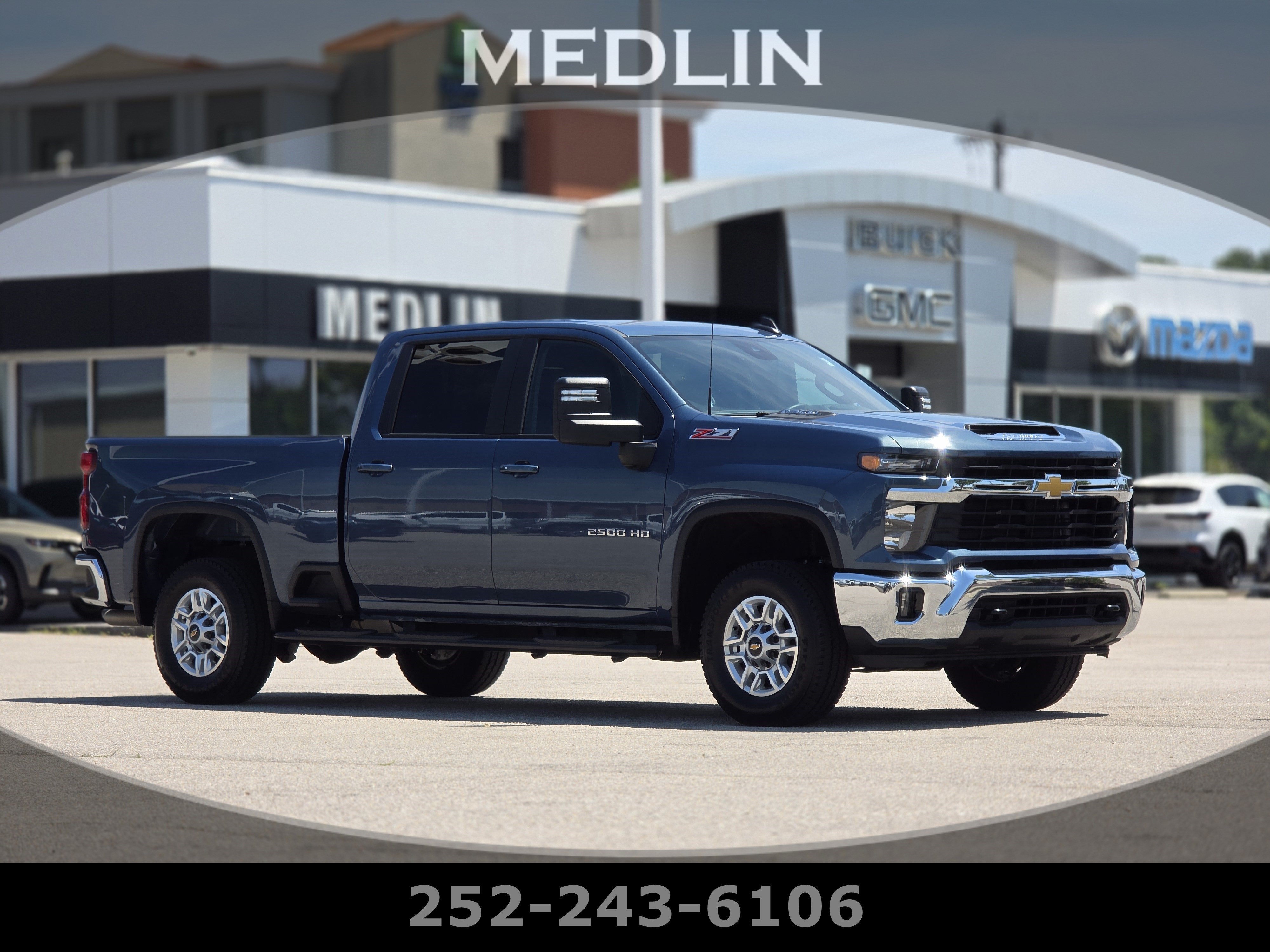 2025 Chevrolet Silverado 2500 HD LT in Lakeshore Blue Metallic — front three-quarter view