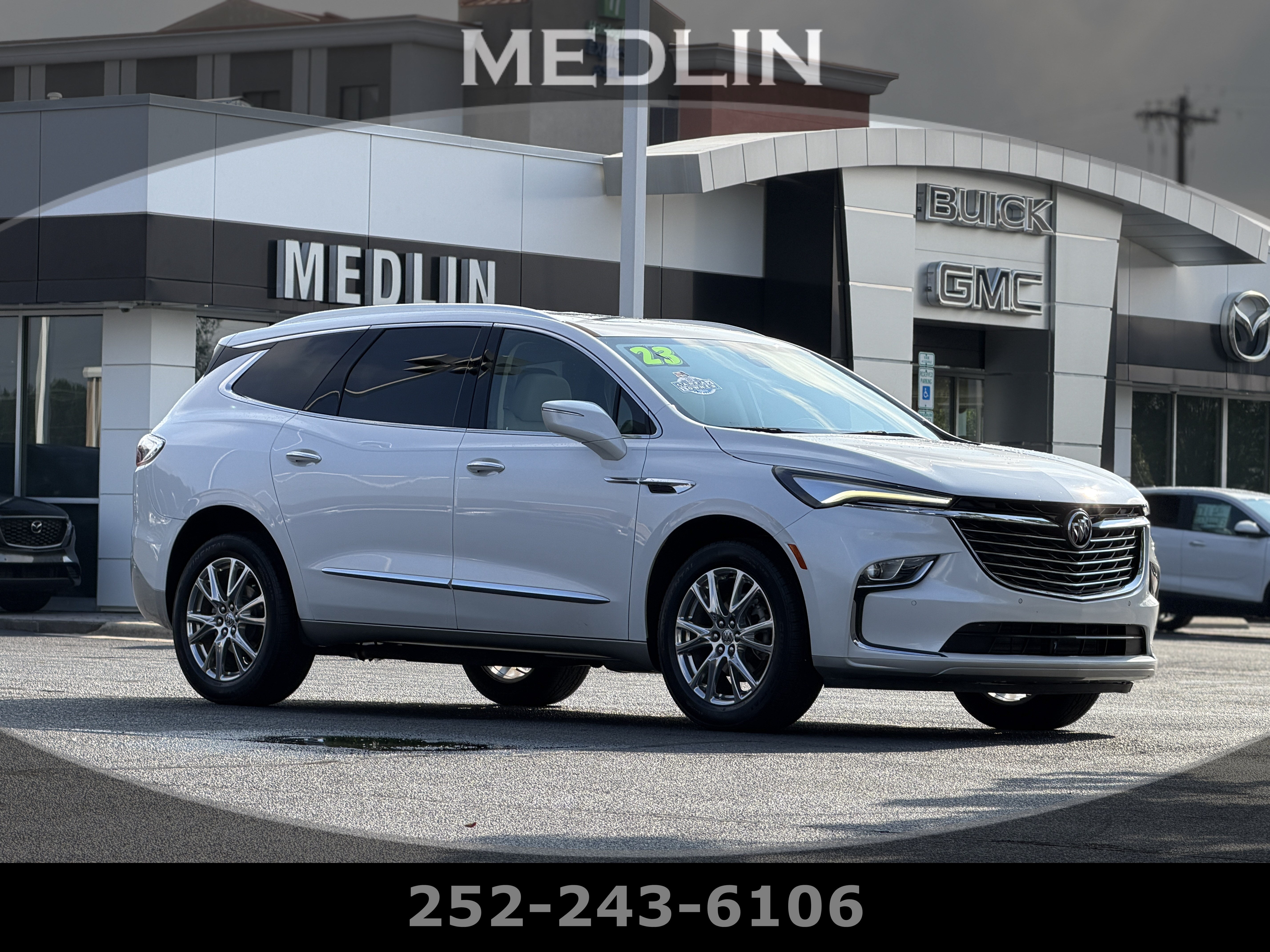 2023 Buick Enclave Essence in White Frost Tricoat — front three-quarter view