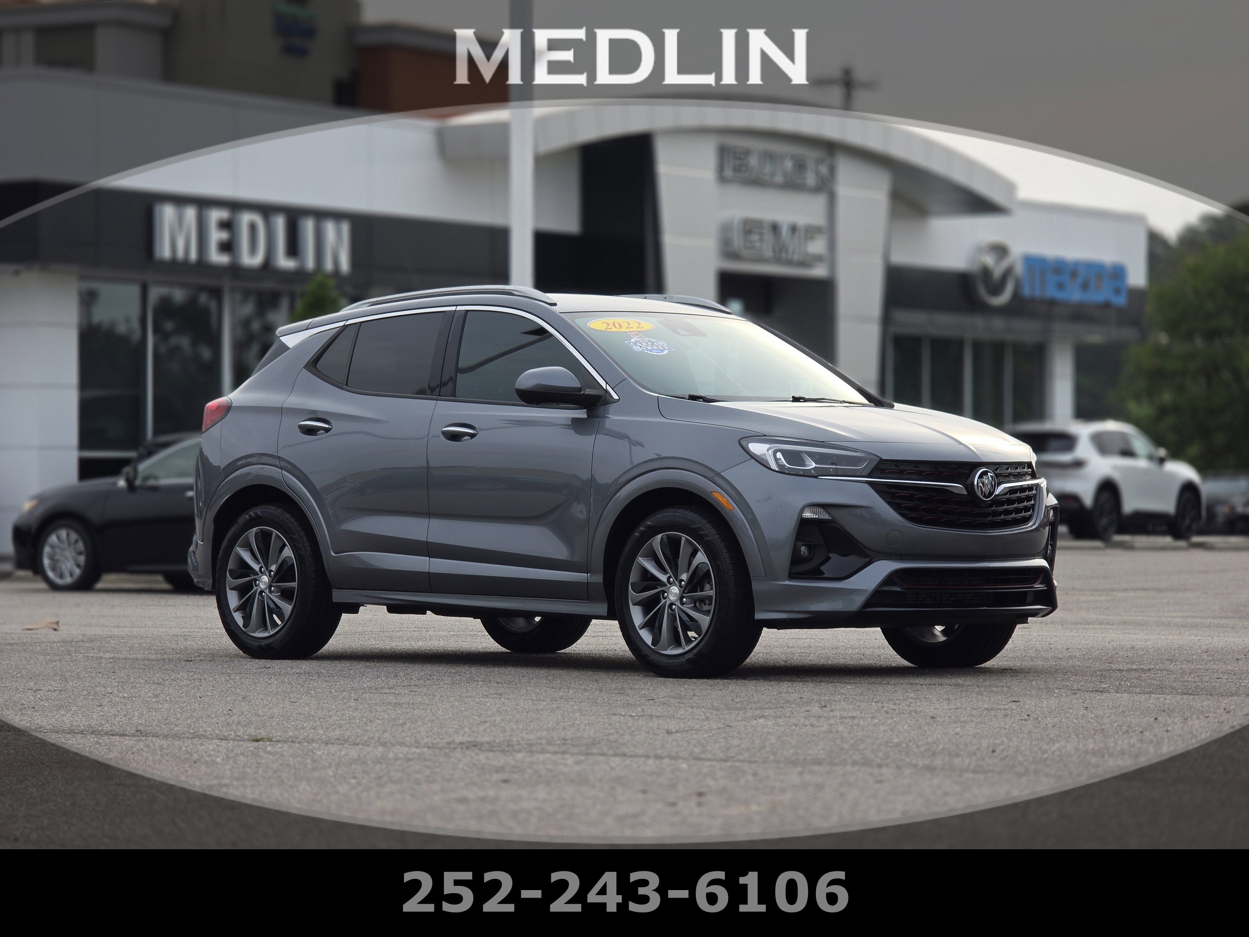 2022 Buick Encore GX Essence in Satin Steel Metallic — front three-quarter view