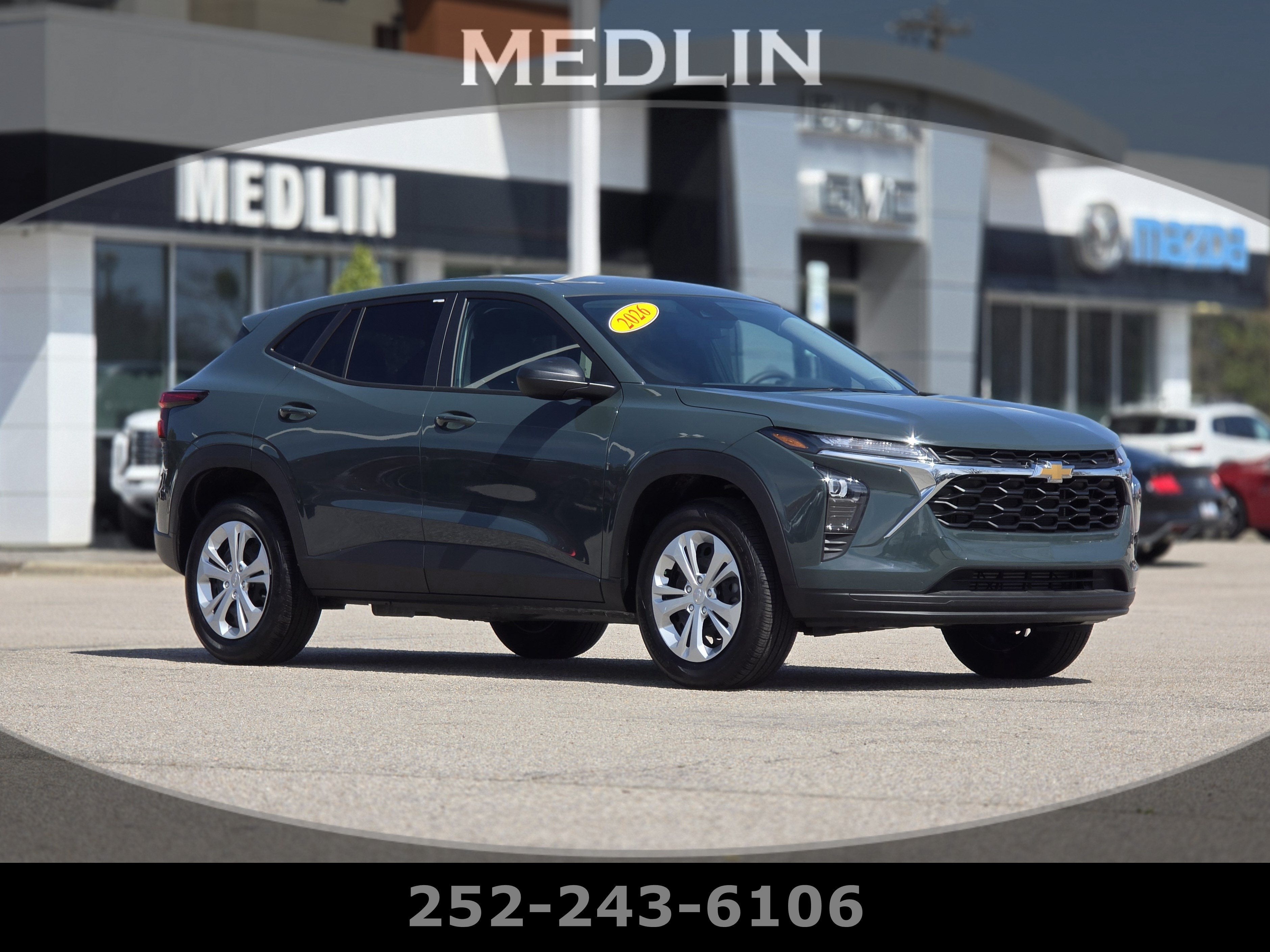 2026 Chevrolet Trax LS in Cypress Gray — front three-quarter view